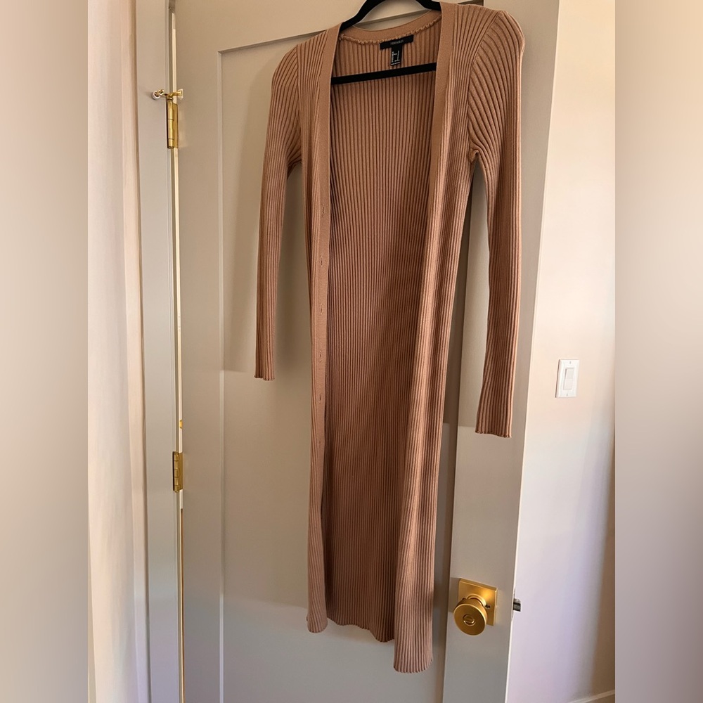 Forever 21 Tan Long Sleeve Ribbed Sweater